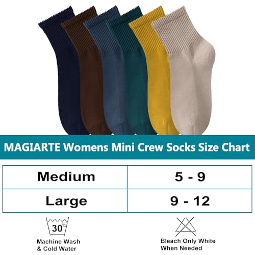 Image of MAGIARTE Womens Mini Crew Socks Pure Cotton 6-Pack | Athletic,Casual,Seamless Toe,Moisture Wicking,Combed Cotton, Anti-pilling Cotton,Gift box packaging,Stretch-to-fit design