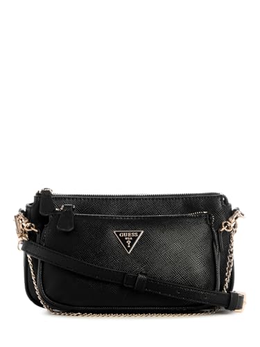 GUESS Damen Noelle Ii Double Pouch Crossbody Umhängetasche, Schwarz