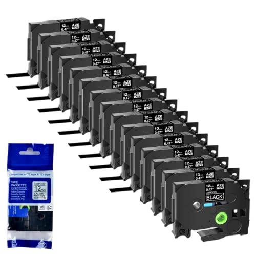 15pk 12mm TZE-231�������x���e�[�v�̃u���b�NTZE-241 335 131 TZ 631���x���v�����^�[�݊��e�[�v(White on black)