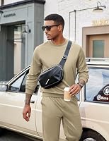 COOFANDY Men's Tracksuit 2 Piece Sweatsuit Set Long Sleeve Pullover Athletic Suit For Sports Casual Fitness Jogging Khaki — image 3