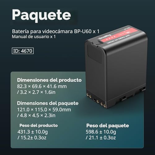 Batería de reemplazo BP-U60 para Sony FX9 FX6 FS7 FS5 Z280 videocámara SmallRig 4670 7