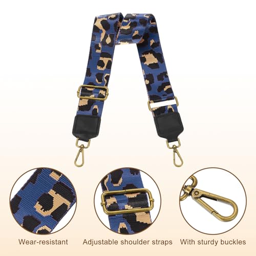 Image of uxcell Wide Shoulder Strap, 5cm Adjustable Purse Strap Replacement Crossbody Strap for Shoulder Bag Wallets, Dark Blue, Bronze Square Mouth Buckle