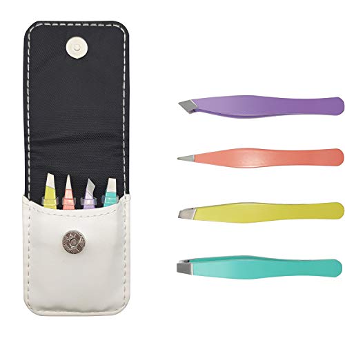 Meilleur Mini Pince à épiler en Acier Inoxydable pour Sourcils kit de,de précision Pince a Epiler Professionnelle,Poils incarnés,Essentiels de voyage (4 coloris) Cover