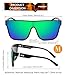 FEISEDY 2Pack Sunglasses for Women Men, Fashion Mirrored Single Lens, Driving Beach Sunnies UV400 Shades B2996 Black+Green