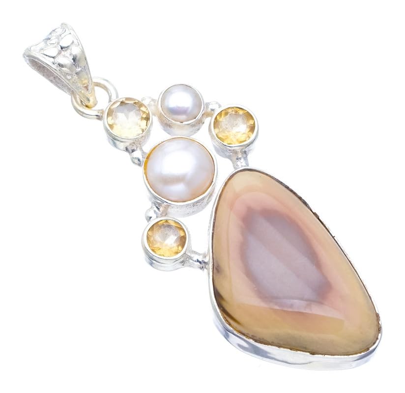 Pendentif en argent avec Jaspe et Perle unique pour un cadeau rare
