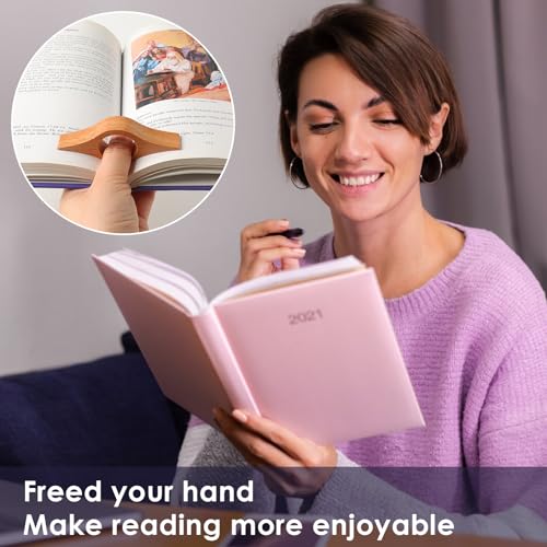 Image of KINIVA Leather Weighted Bookmarks Book Weight Page Holder for Reading,Book Open Holder for Kids Adult,Gifts for Reader (01 Brown+04 Wood)