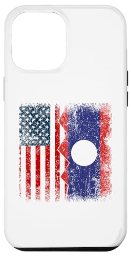 Carcasa para iPhone 15 Plus LAOTIAN Roots | Banderas de medio americano | América Laos Vintage
