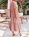 dowerme Women's Summer Dresses 2026 Casual Short Sleeve Button Loose Fit Pleated Boho Flowy Swing Long Beach Sun Dress(Nude Pink,Medium)