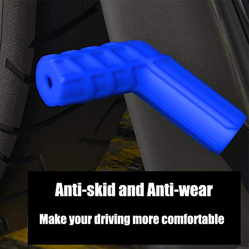 ROMASO Motorcycle Shift Lever Cover,Shift Cover,Flexible Rubber,Anti-Slip Stripes Design,Universal Blue(Pack of 2)