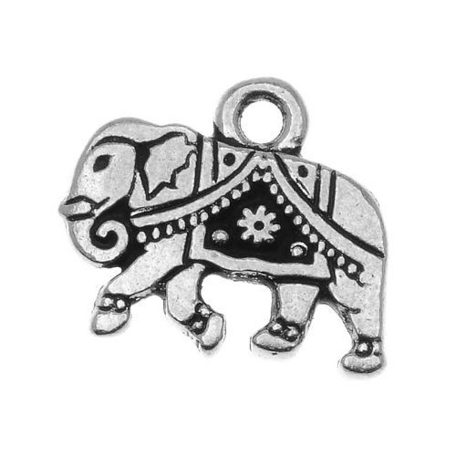 TierraCast Fine Silver Plated Pewter Indian Elephant Charm 12mm (1)