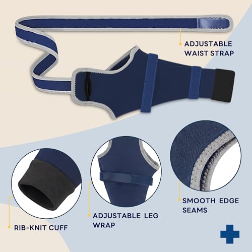 Image of Dog Sleeve for Rear Legs to Stop Licking, Upgraded Surgical Recovery Sleeve for Hind Back Leg Wound,TPLO, ACL Surgery, Light Comfortable Cone Alternative, Left, L, Navy Blue