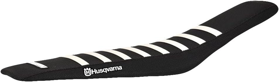 Enjoy Mfg Seat Cover - Compatible with Husqvarna 2018-2022 85 - Husky Logo #168 (All Black/White Ribs)