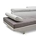 Divano Roma Furniture Modern Contemporary Designed Two Tone Microfiber and Bonded Leather Sectional Sofa, Large, White/Grey
