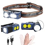 iodoo モーションセンサーヘッドランプ 回転フォーカス懐中電灯付き 3000ルーメン COBライト 6時間ランタイム 磁気ベース - キャンプ、ハイキング、仕事に最適