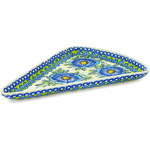 Polish Pottery 11¾-inch Pizza Plate (Orchid Crown Theme) Signature UNIKAT + Certificate of Authenticity
