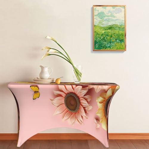Nappe de table imperméable et infroissable en spandex de 1,2 m motif tournesol - 7