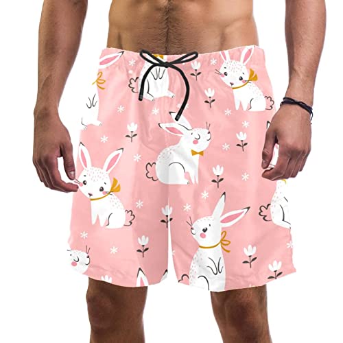 Maillots de bain hommes Lurnise, short de plage anti-humidité imprimé fleurs lapins