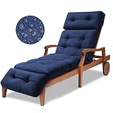 Outdoor Chaise Lounge Cushion Waterproof, 74.4x22x4.7 Inch Oxford Fabric Thickened Patio Lounge Chair Cushion with Ties, Cotton Filled Replacement Cushion for Pool Lawn Balcony Furniture,Blue