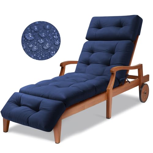 Waterproof Long Lounger Chair Cushion Outdoor Chaise Lounge Chair Cushions with Ties