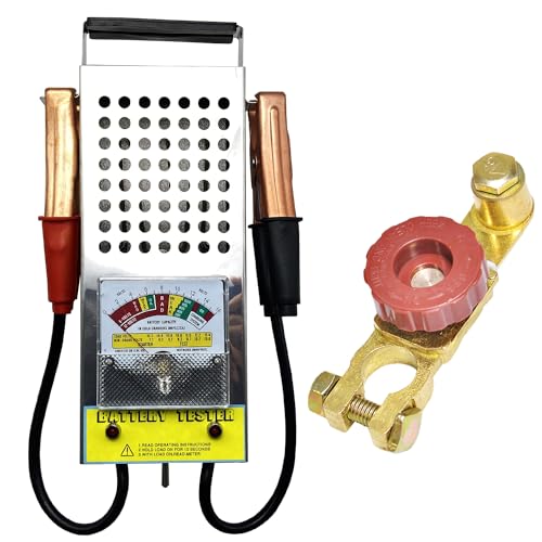 Battery Load Tester, Alternator Load Tester 12V 6V with Voltmeter Alligator Clips, Top Post Battery Disconnect Switch for Car, RV, Truck, Marine, Boat