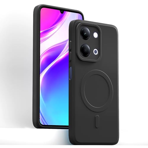 Image of Outlouders Back Cover for Vivo Y11 5G Soft Matte Silicone Cover with Slim Fit | Mag-Safe Logo (Not Mag-Safe Compatible) | Shockproof | Camera Protection Bumper Case (Black)