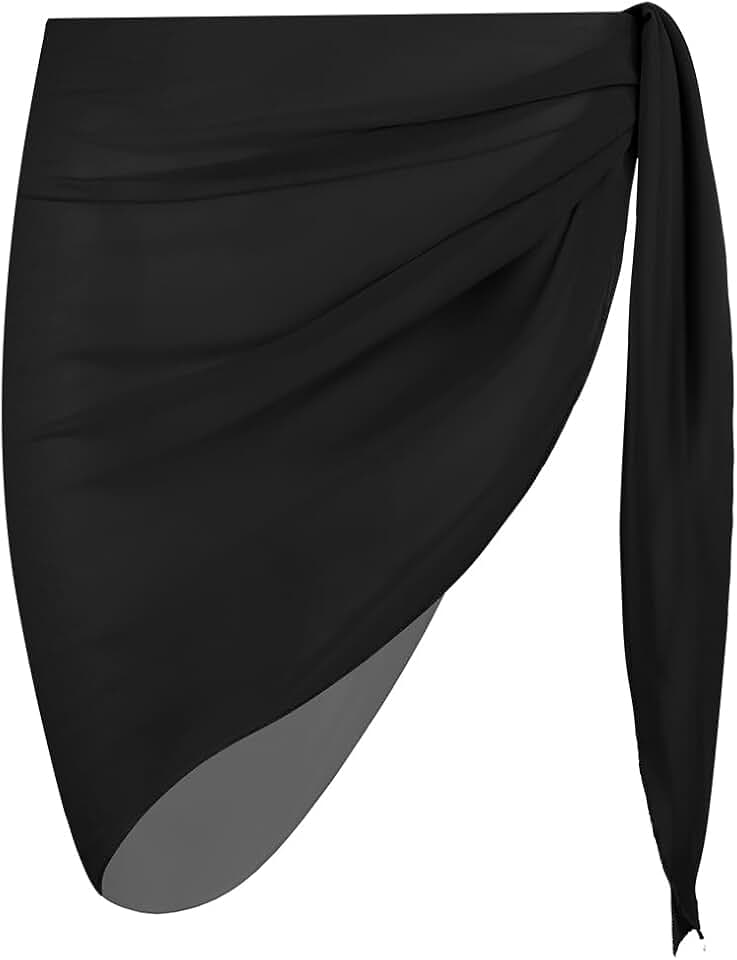 Aomig Jupe de Plage Courte Femme, Maillot de Bain Cover Up Été à Glands, Sexy Cache-Maillots et Sarong, Pareo Femme Plage Bohème, Wrap de Plage Léger pour Bikini