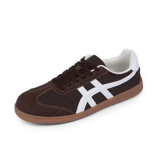 Image of Tigeridea Casual Sneakers for Women Lightweight Lace Up Tennis Shoes | Non-slip Lace Up Fashion Sneaker, Round Toe Retro Walking Shoes, 2026 Trendy Comfortable Trainers