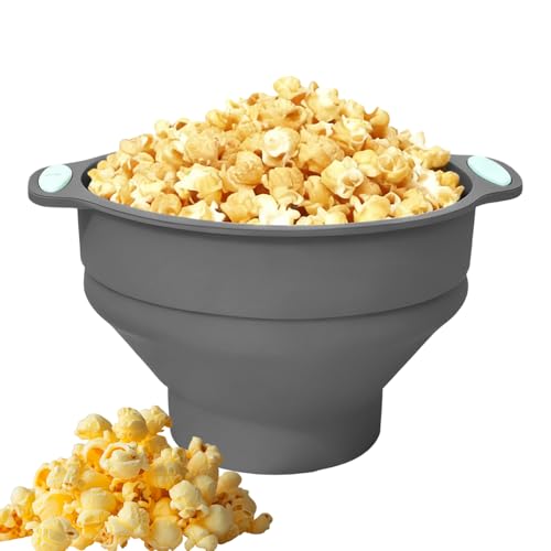 Palomitero Microondas - Silicona 24x20cm | Recipiente Plegable Con Asa | Preparador Rápido Snack Para Adolescentes Adultos Noche Cine Casa Oficina Camping Saludable