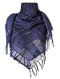 ChinFun 100% Cotton Keffiyeh Tactical Desert Scarf Military Arab Scarf Wrap Shemagh Navy