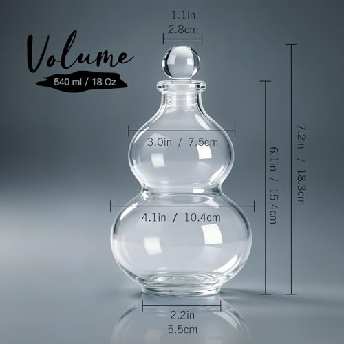 EsyHocm Glass Gourd Water Bottle, Japanese-Style Glass Bottle Ornament, Artistic Wine Container Gourd Bottle, Unique Bottle for Wine Decoration, 18oz Capacity Glass Material — view 3