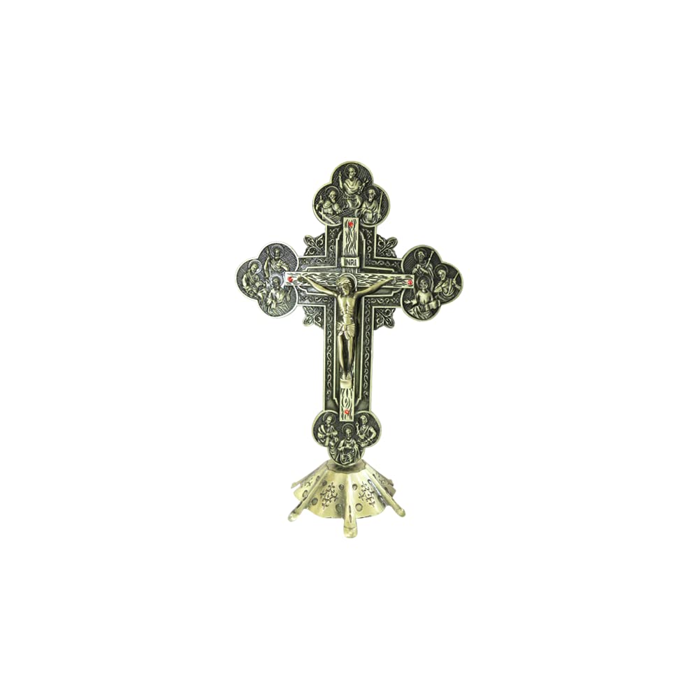 SANGAM 1 Pc Jesus Christ Cross Statue Holy Family Figures Large Jesus Christ Figuren Decorative Ornament Standing Crucifix For Desk Cross Figurine Catholic Altar Stand Wall Sculpture Christian Gifts