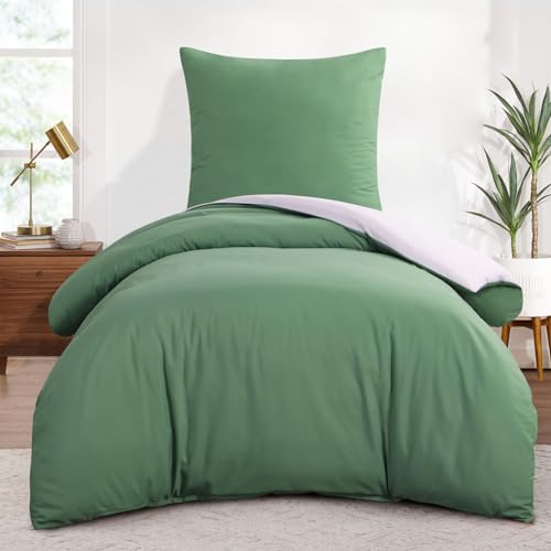 Aisbo Housse de Couette 140x200 Réversible - Parure de Lit Bicolore 140 x 200 Adulte 1 Personne avec Fermeture Éclair, Parure Housse Couette avec 1 Taie...