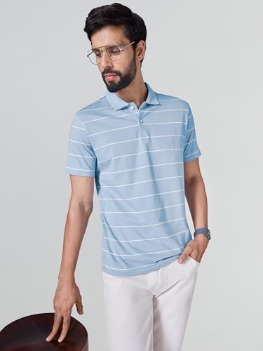 Image of XYXX Iinea Men's Stripe Cotton T-Shirt | Polo Collor Tshirts | Half Sleeves | Stripe-Slim Fit