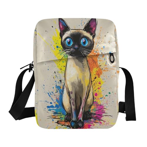 messenger bag for men Crossbody Bags For Women Women's Purse Adjustable Strap for Outdoor Daily Outdoor Daily- Chic Siamese Cat
