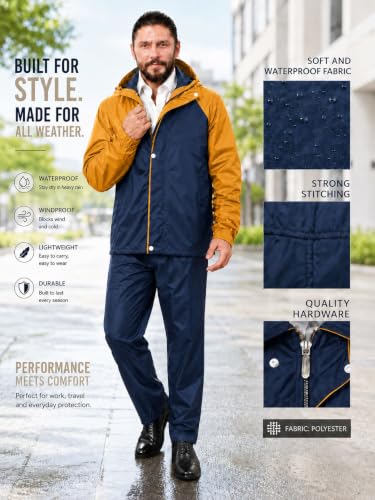 Image of La' exclusivite Classivo Waterproof Reversible Raincoat for men (IN, Alpha, M, Turbo Blue)