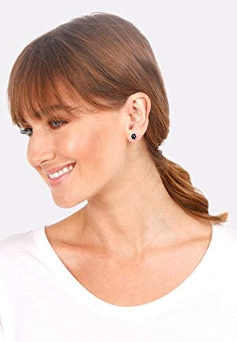 Elli Earrings Ladies Ear Studs Paws Animal Dog Cat Filigree with Enamel in 925 Sterling Silver