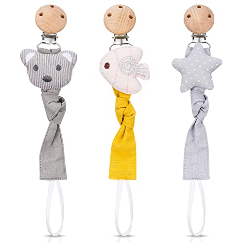 tao pipe Cadena Chupetes de Clip Ajustables, 3 Piezas Chupeteros Portachupete Bebe Personalizado con Pinza Cadena Chupetes Tela para nios y nias Regalo para Navidad recién nacido
