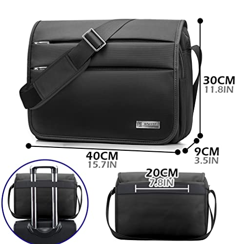Miniatura 3 de Spaher Umhängetasche Herren Schultertasche Arbeittasche Aktentasche Ipad Laptoptasche Messenger Bag Kuriertasche Collegetasche Studententasche Geschenk Für 11,6 Zoll Laptop Macbook Air Schwarz, Negro