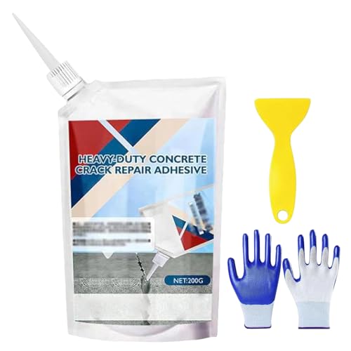 Heavy-Duty Concrete Crack Repair Adhesive, Cement Crack Filler, Quick-Drying Grouting Adhesive, Weather-Resistant Concrete Crack Filler, Waterproof Outdoor (Gray, 200ml)