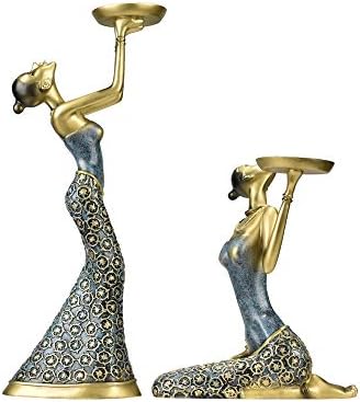 DXMRWJ Vintage Abstract Lady Candle Holders Statue Sculpture Candlestick Candle Holder Home Decoration Accessories Home Decor