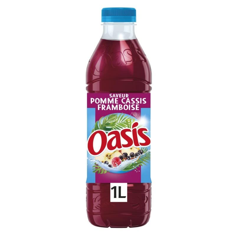 Pomme Cassis Framboise 1L - Boisson gazeuse aux fruits - Rafraîchissez vous avec ce soda fruité sans marque - Le Lot De 4