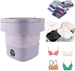 Laveuse portable, 6L Petit lave-linge portable et sécheuse Combo Mini Bucket pliable de laveuse avec panier drain pour appartement, sous-vêtements, chaussettes, vêtements de bébé (Purple)