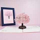 💖1 stück rosa cherry blossom pop up 3D karte with envelopes, a greeting card is blank on the inside for you to write the message of your heart.