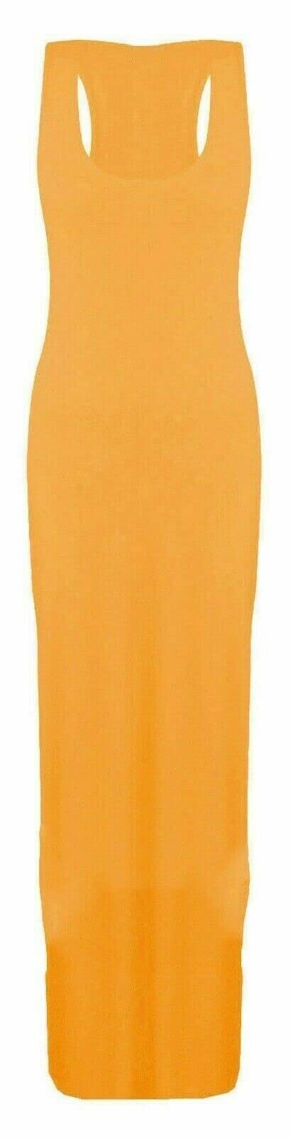 Women's Mustard Jersey Long Summer Vest Racer Muscle Back Maxi Dress Plus Size 8-26 (Xxl (20-22), )