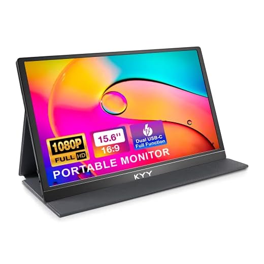 KYY Portable Monitor 15.6'' 1080P FHD USB-C Portable Laptop Monitors w/Smart Cover & Dual Speaker, HDMI Computer Display IPS HDR External Gaming Monitor for PC Phone Mac Xbox PS4 Switch[Upgraded]