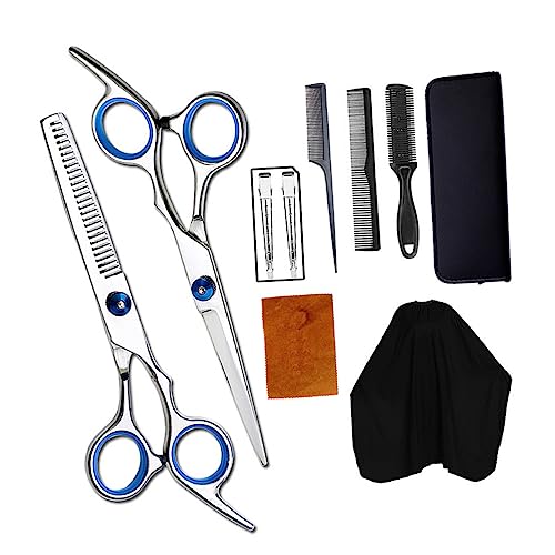 Frcolor 10個 理容はさみ プロのヘアカットはさみ 鼻毛ワックス アプリケーター 薄毛はさみ ヘアサロンアクセサリー ヘアスタイリングコーム グロミングはさみ 理髪はさみ Blue