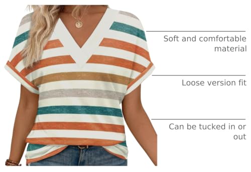 Image of WIHOLL Womens Summer Tops Short Dolman Sleeve Shirts 2026 Fashion V Neck Outfits Clothes