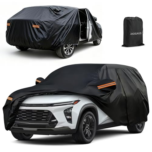 SUV Car Cover Custom Fit for 2015-2025 Chevrolet Chevy Trax/Tracker, All Weather Outdoor SUV Car Covers with Zipper Door & Windproof Bands, Reflective Strip for Snow Rain Dust Hail Cover UV Protection