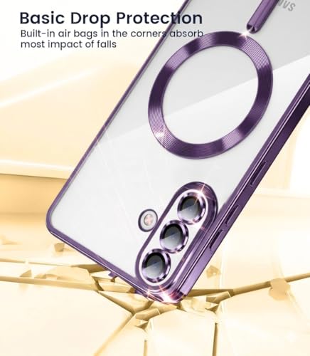 Image of VONZEE Clear Logo Electroplating Transparent Back Case for Samsung Galaxy A57 5G, Magnetic Plating Electroplate TPU Cover, Individual Camera Protection for Each Lens- Grey