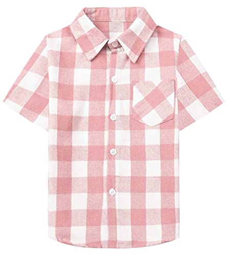 SANGTREE Boys and Mens Plaid Shirts Short Sleeve Flannel Shirt Casual Summer Button Down Shirts